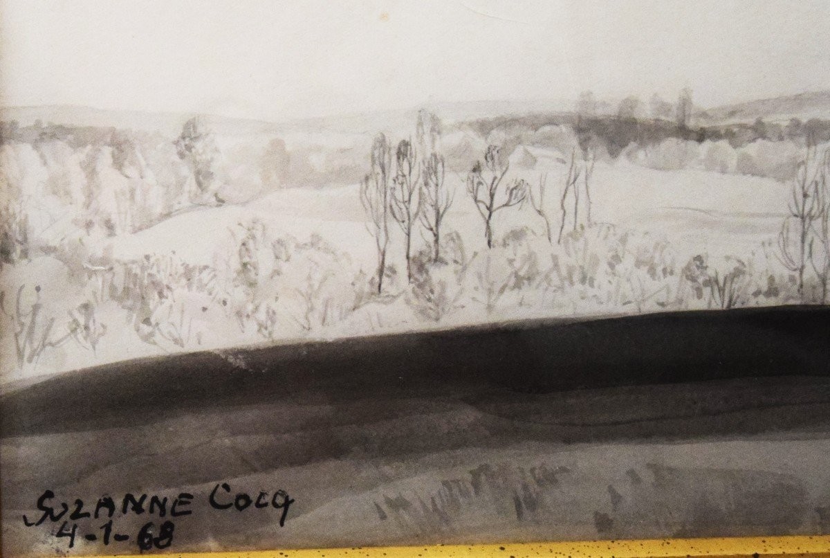 Suzannz Cocq 1894 - 1979. Landscape With A Tree In Winter. 1968.-photo-3