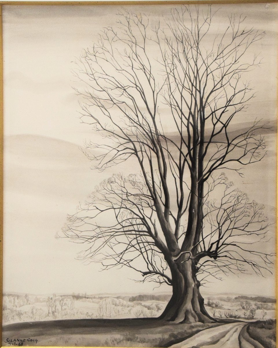 Suzannz Cocq 1894 - 1979. Landscape With A Tree In Winter. 1968.