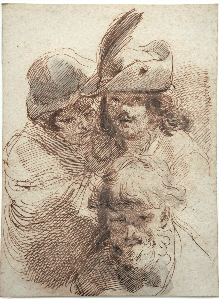 Mauro Gandolfi 1764 - 1834. Trois études de tête.