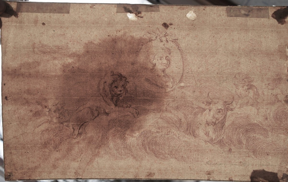 Ecole française du XVIIIè. Projet de monument funéraire.-photo-3