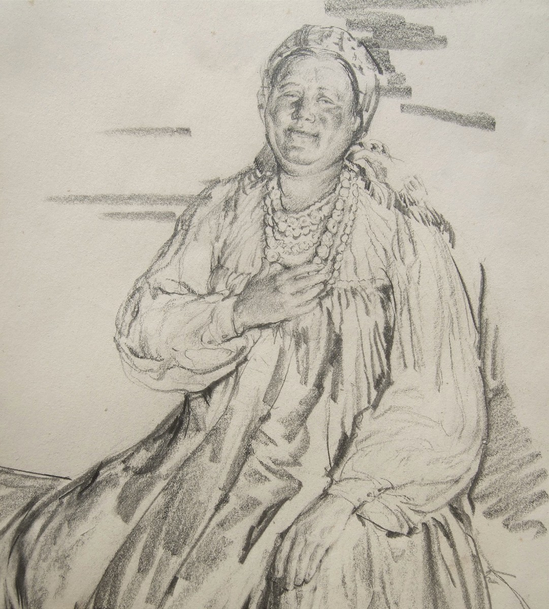 Philip Andreyevitch Maljavine 1869 - 1940. Portrait Of A Russian Peasant Woman.-photo-2