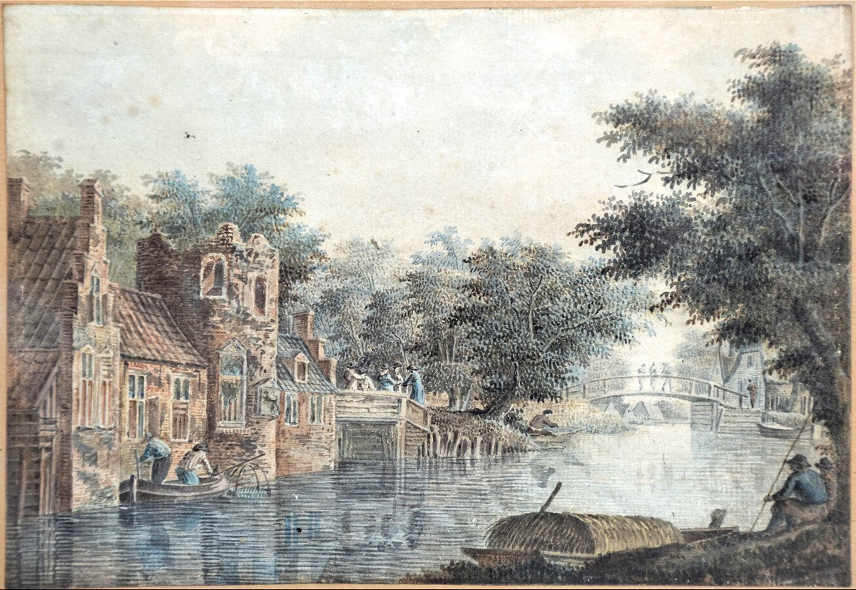 Dirk Verrijk 1734 - 1786. Pair Of River Landscapes.-photo-3