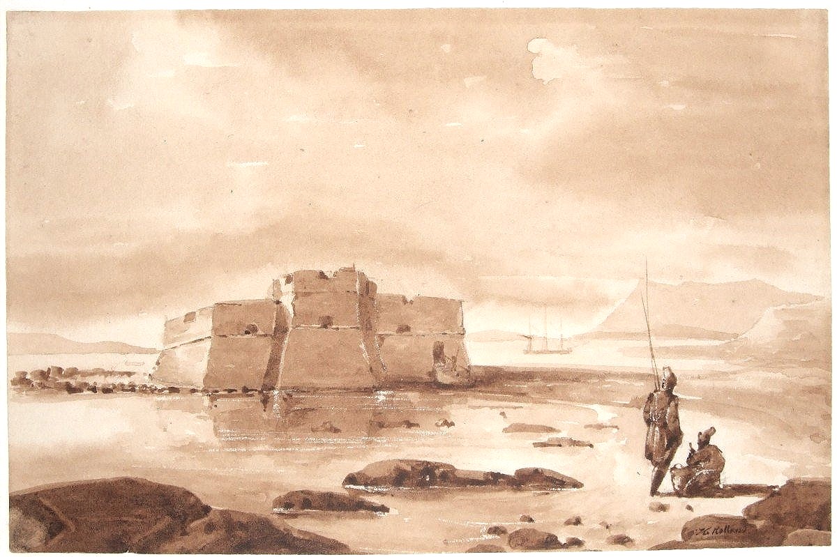Henri Rolland 1897 - 1941. Paire de paysages orientalistes au lavis.