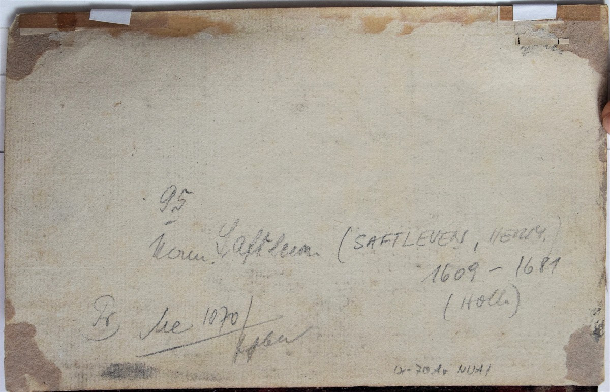 Cornelis Saftleven 1607 - 1681. Vue de chaumières avec cheminées.-photo-2