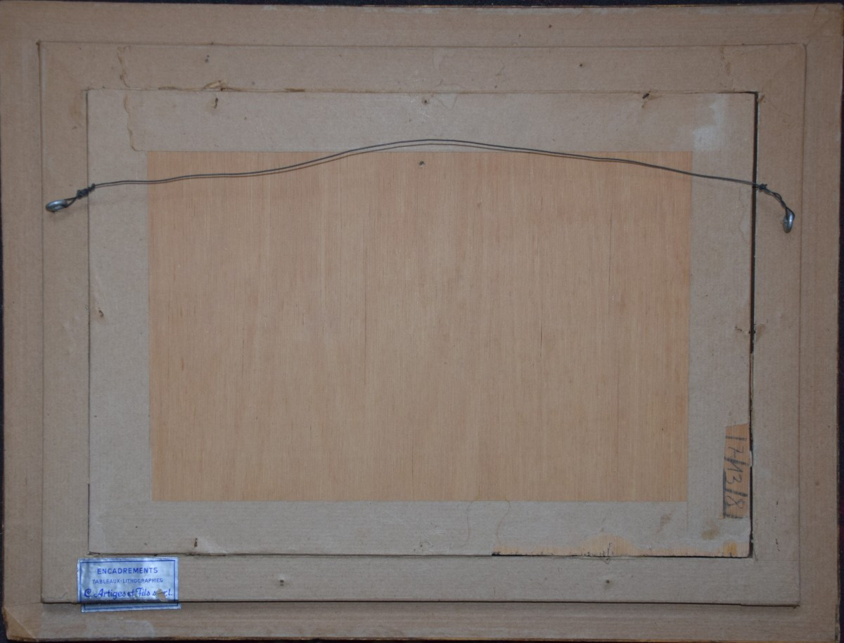 Ecole belge, début XXè. Vue de jardins à l'arrière de maisons.-photo-3