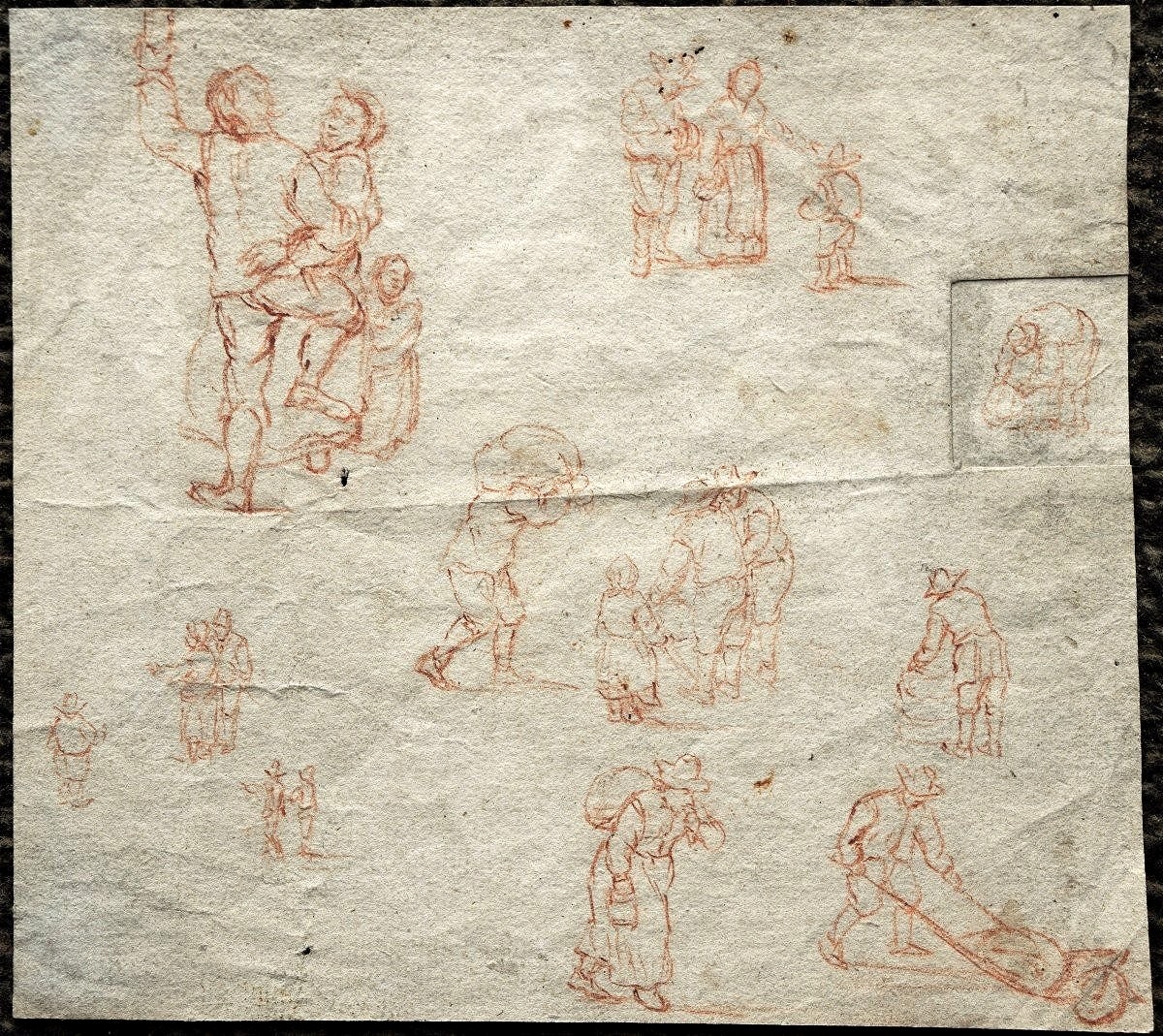 Northern School, 17th Century. Studies Of Figures; On The Reverse, A Study Of A House.