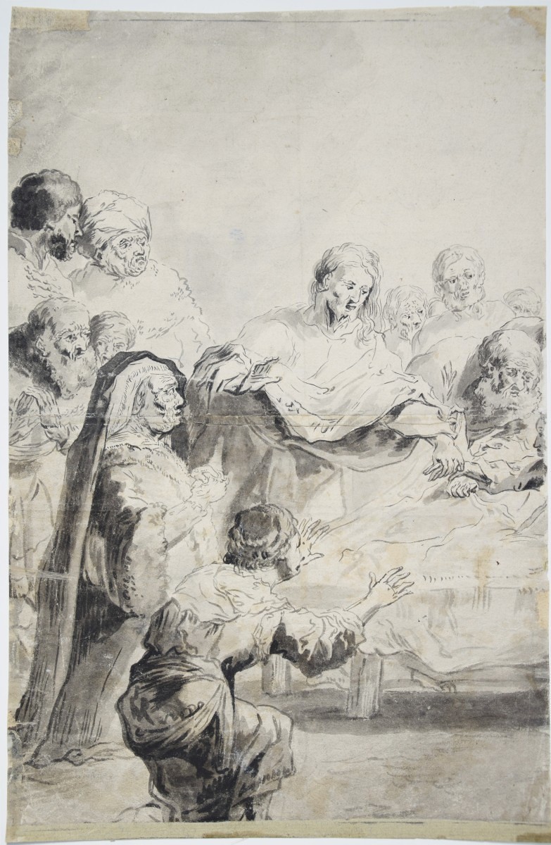 Leonard Bramer. Un cavalier secourant deux hommes.-photo-2