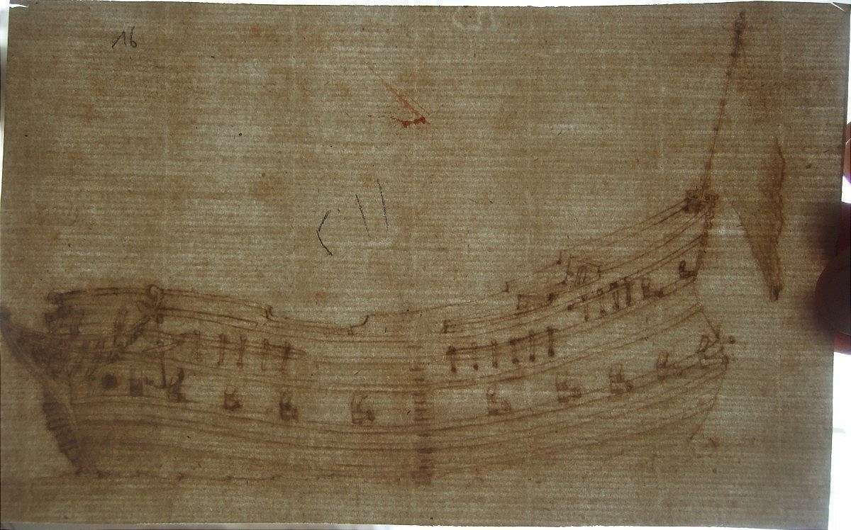 Italian School Of The 17th Century. Study Of A Ship.-photo-3