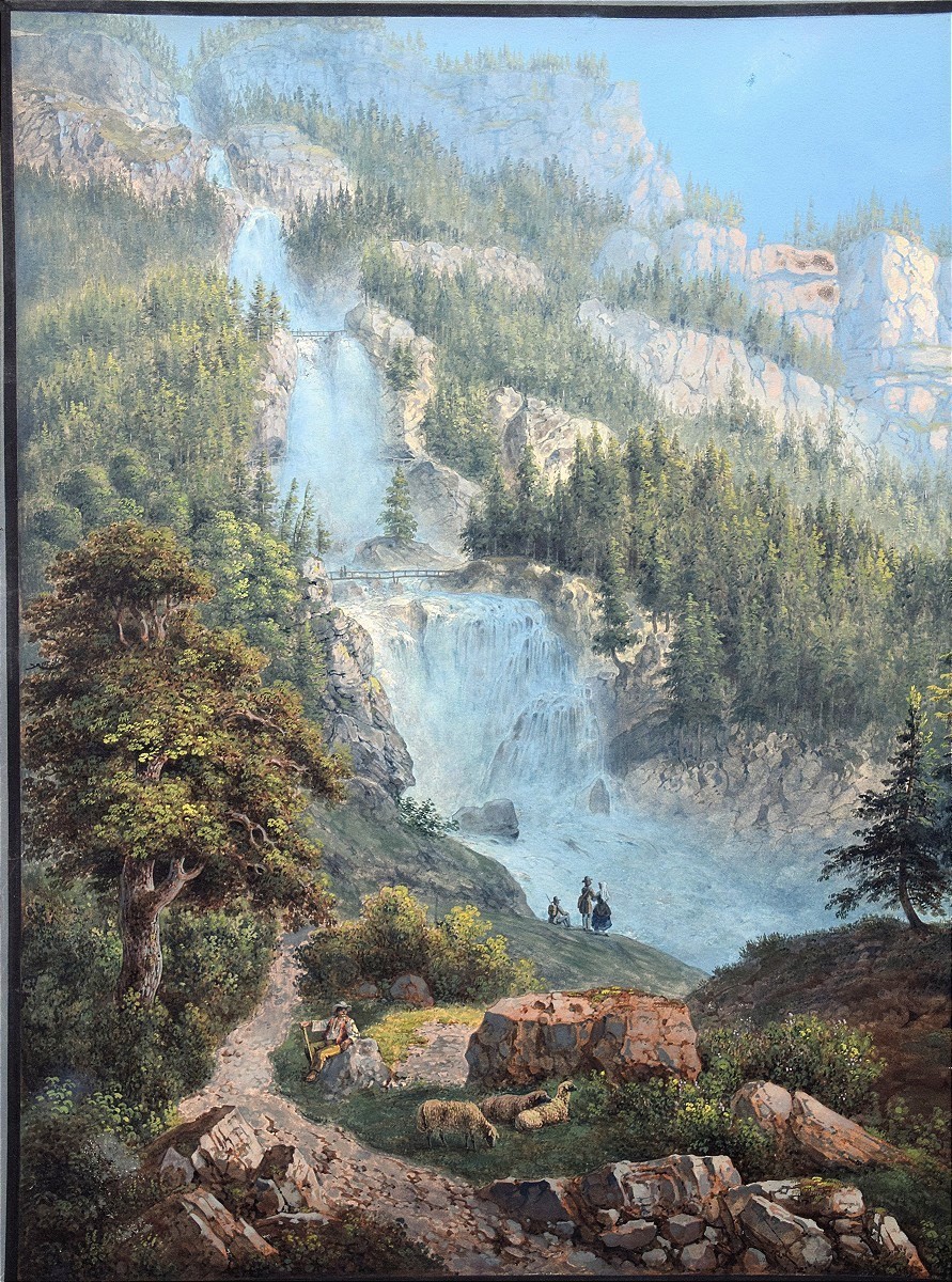 Arnold Jenny 1831 -1881. Les chutes de Giessbach, près du Lac de Brienz, vers 1860.