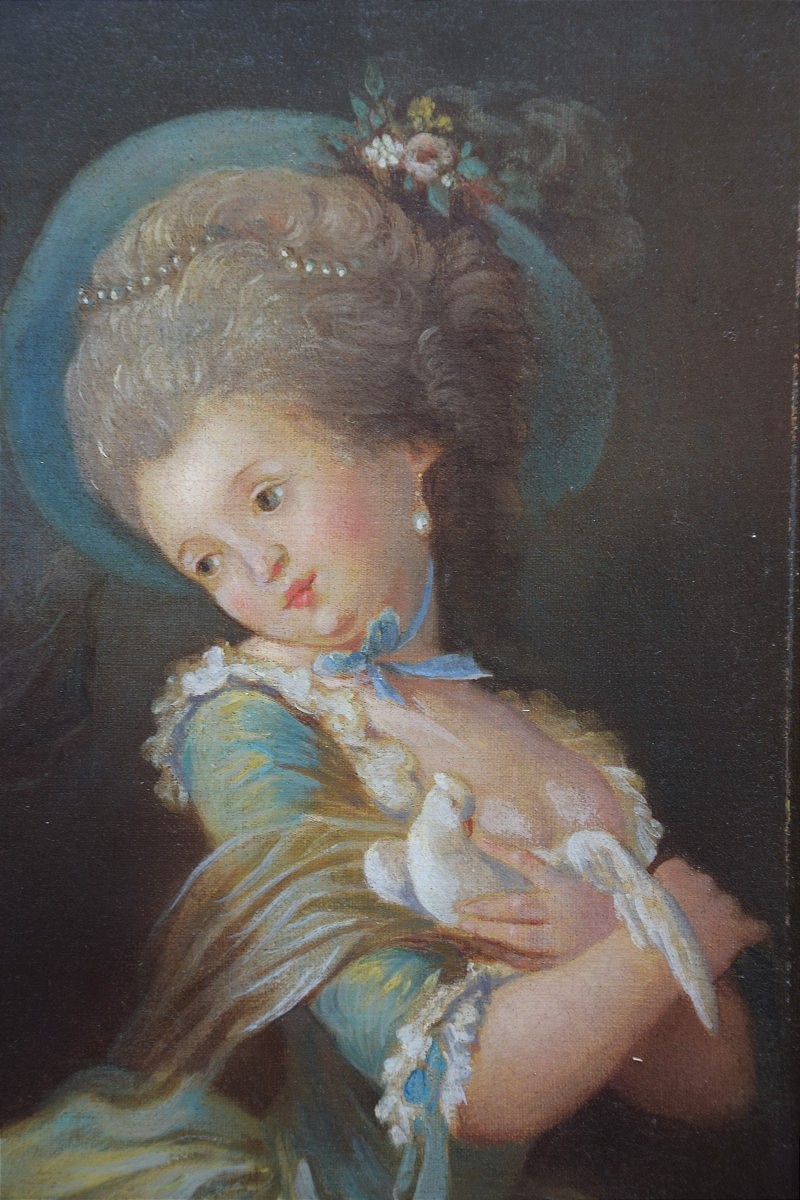French School, Circa 1800. Lady With Dove.-photo-2