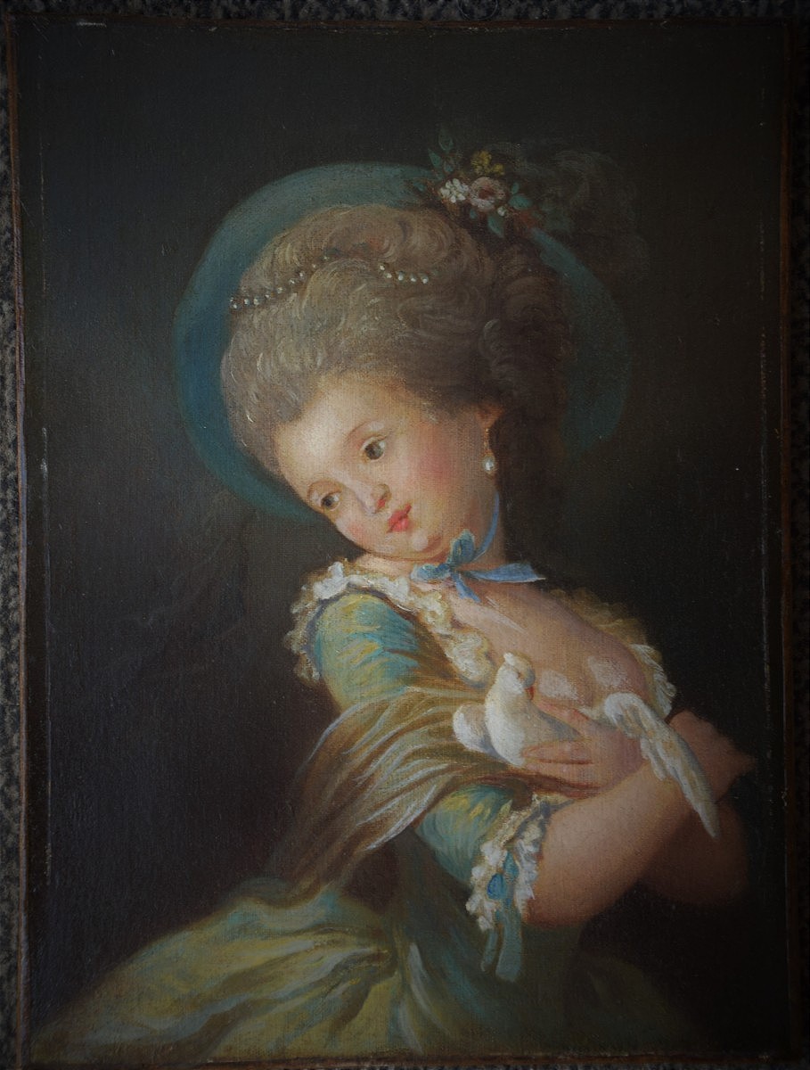 French School, Circa 1800. Lady With Dove.