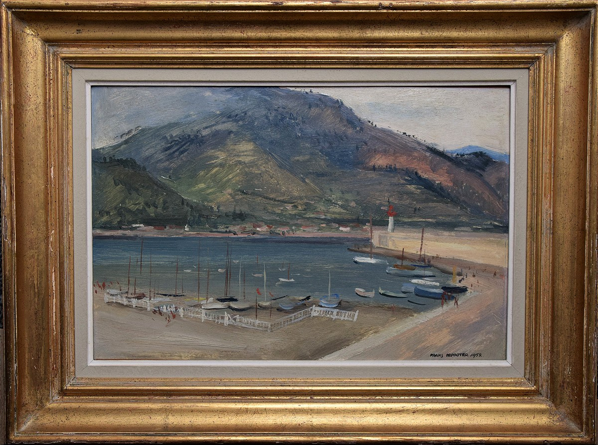 Frans Depooter 1898 - 1987. Vue du port de Menton en 1952.-photo-2