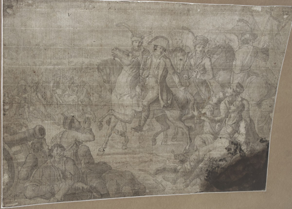 Ecole française du XIXè. Napoléon au milieu d'un champ de bataille.-photo-4