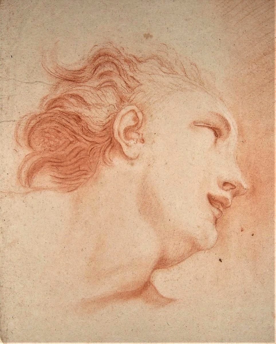 Ecole française du XVIIIè. Etude de tête.