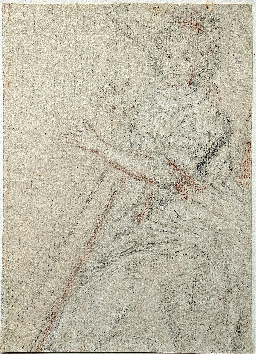 French School Of The XVIIIth Century. Lady Playing The Harp.-photo-2