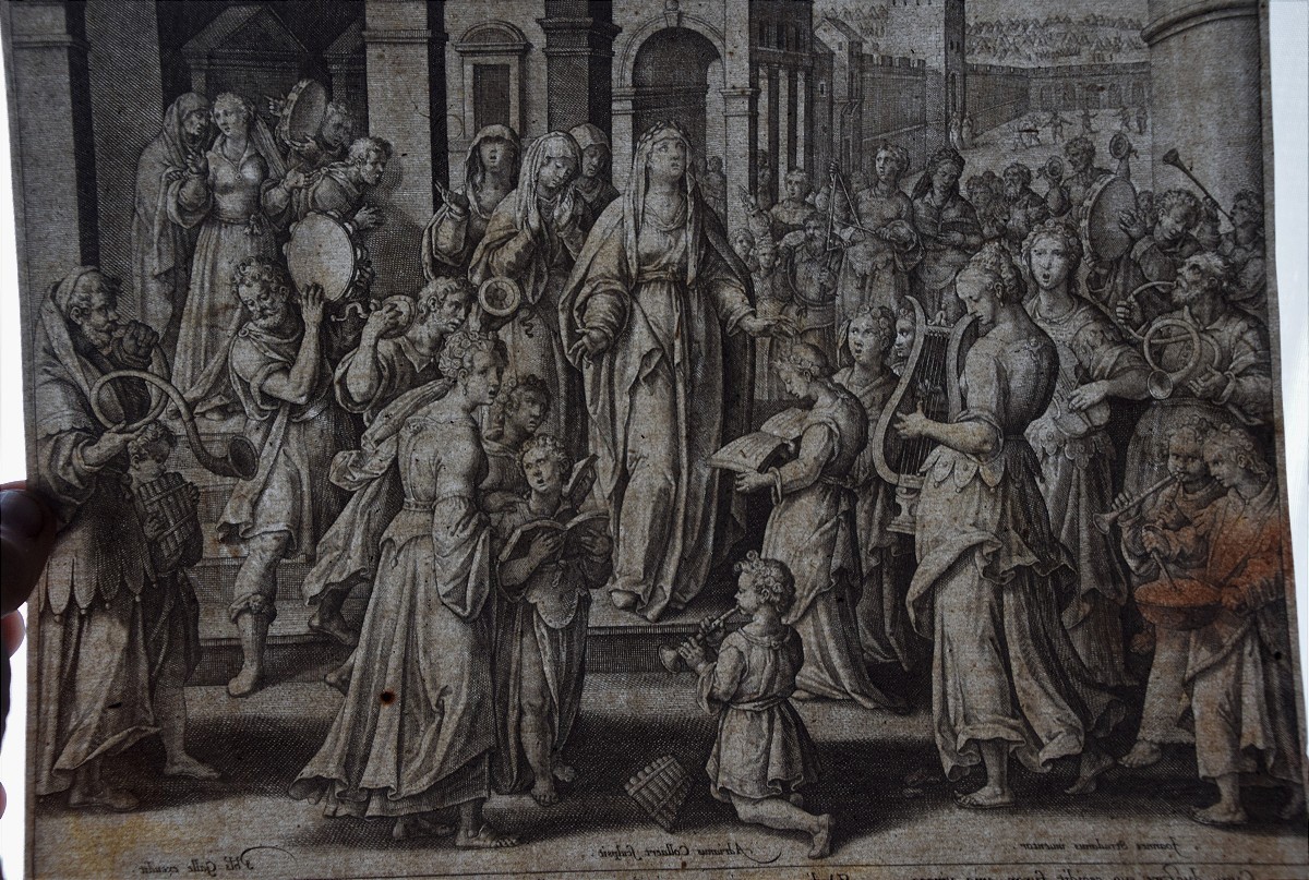 Adriaen Collaert. Les Femmes d'Israel célèbrent Judith, D'après Stradano. Vers 1590.-photo-3