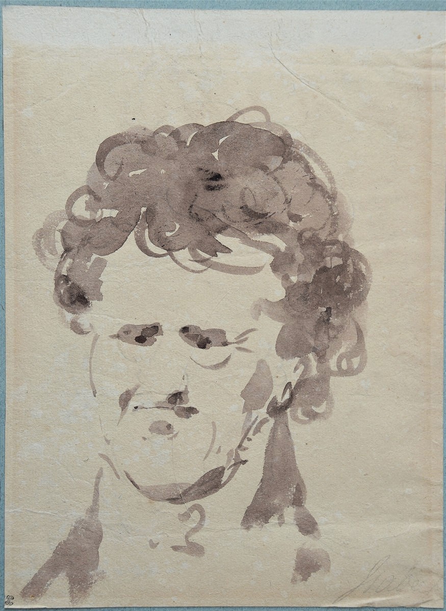 Jean-Baptiste Isabey 1767-1855. Portrait-charge de Boully. Coll du Marquis de Chennevières.