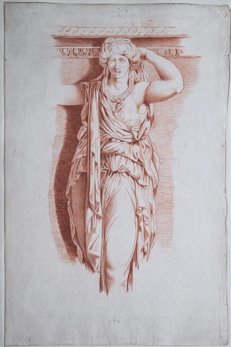 French School, Circa 1800. Study Of A Caryatid.-photo-2