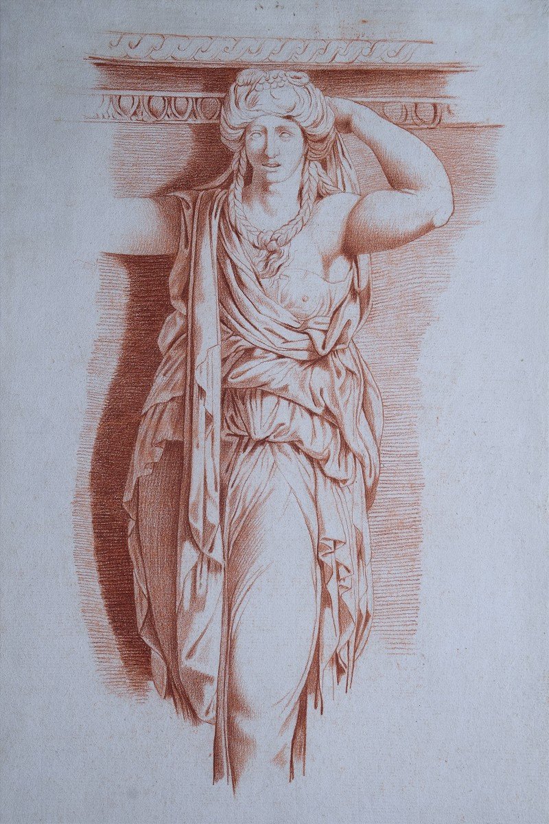 French School, Circa 1800. Study Of A Caryatid.-photo-3