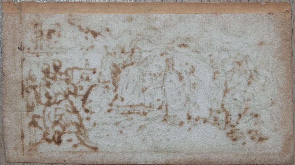 Ecole italienne, vers 1600. La Rencontre d'Attila & Léon 1er.-photo-2