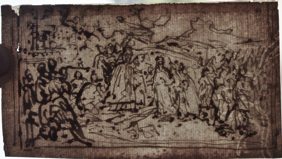 Ecole italienne, vers 1600. La Rencontre d'Attila & Léon 1er.-photo-3