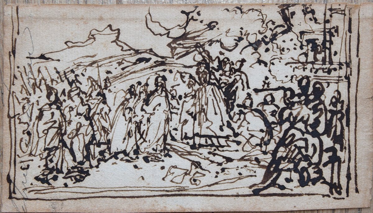 Ecole italienne, vers 1600. La Rencontre d'Attila & Léon 1er.