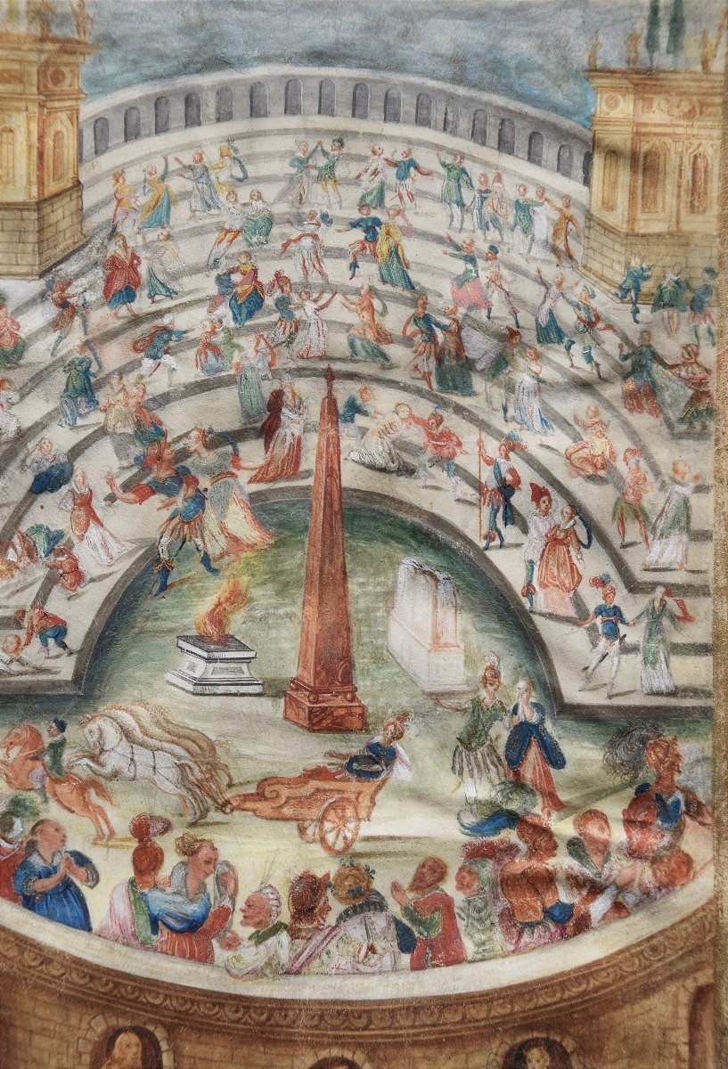 Ecole du Nord, vers1500. Scène de fête dans un amphithéâtre.