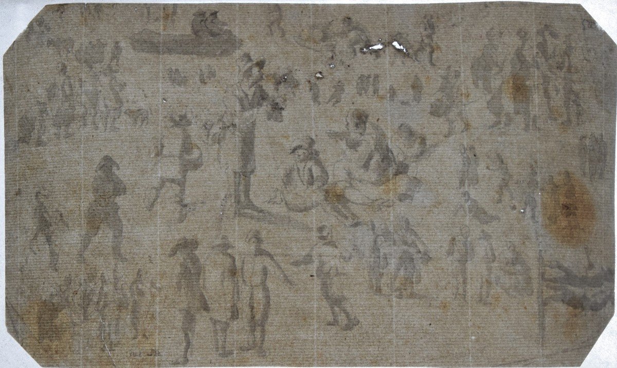 Ecole hollandaise, vers 1700. Feuilles d'étude de personnages.-photo-3