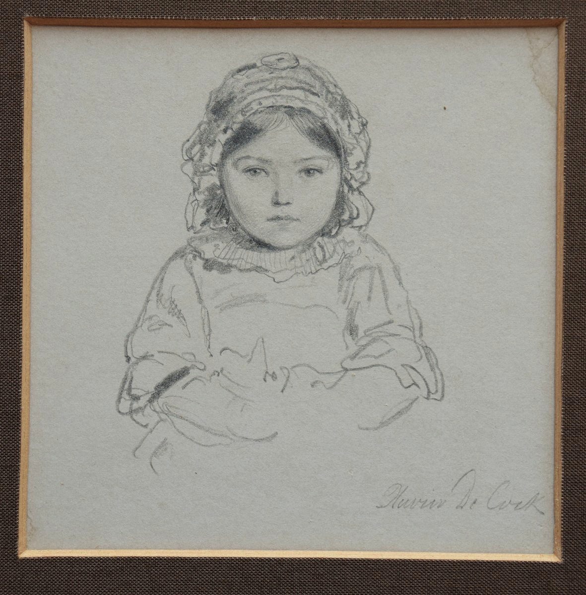 Xavier de Cock 1818 - 1896. Portrait d'enfant.-photo-2