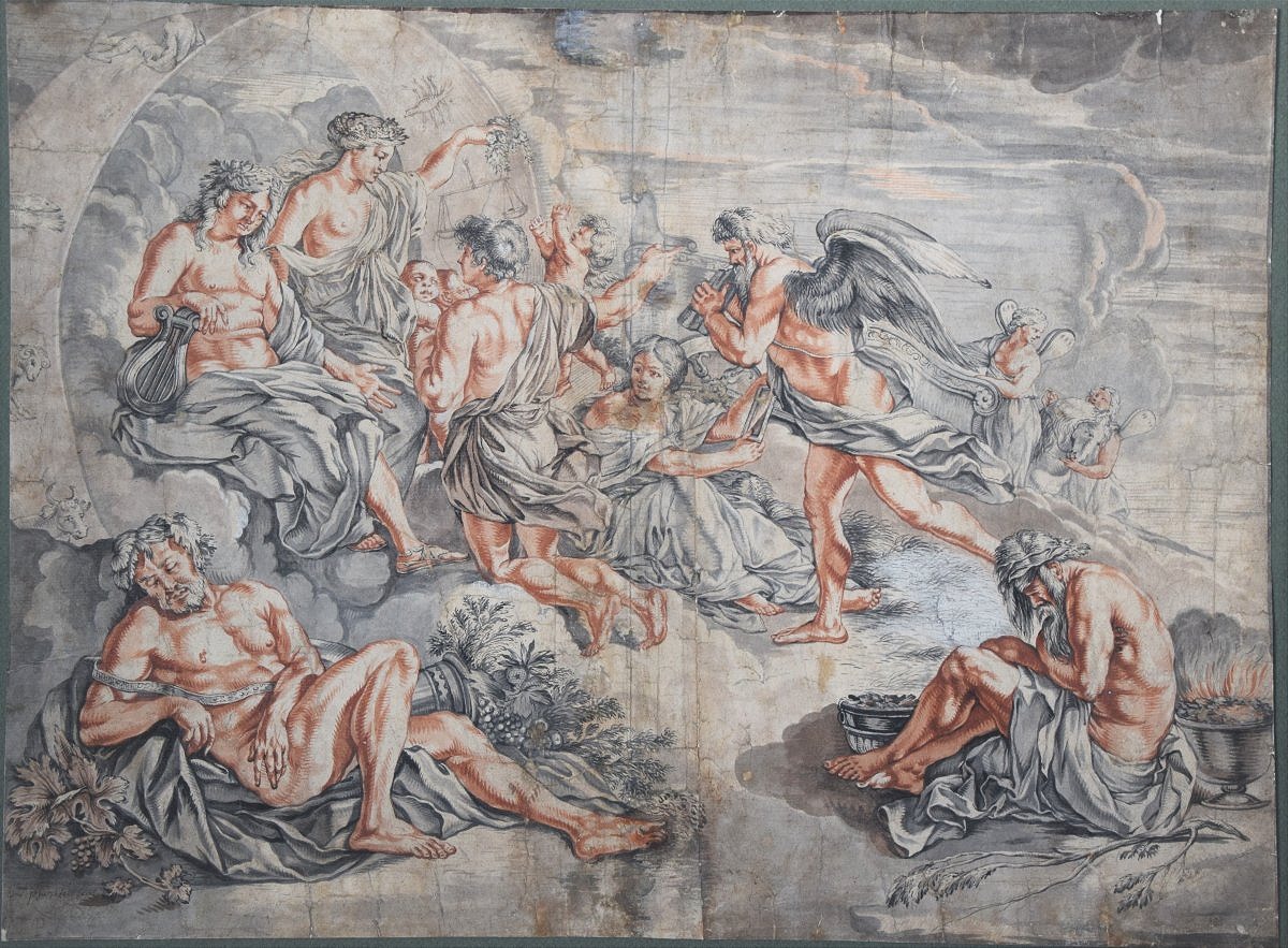 Ecole du XVIIè. Apollon accordant son char à Phaéton, d'après Poussin.