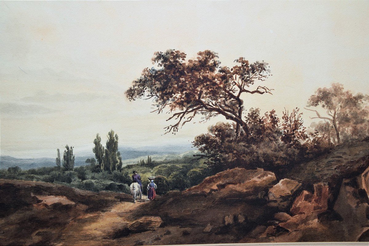 Arthur Lachasse 1842–1925. Walkers In The Countryside.-photo-3
