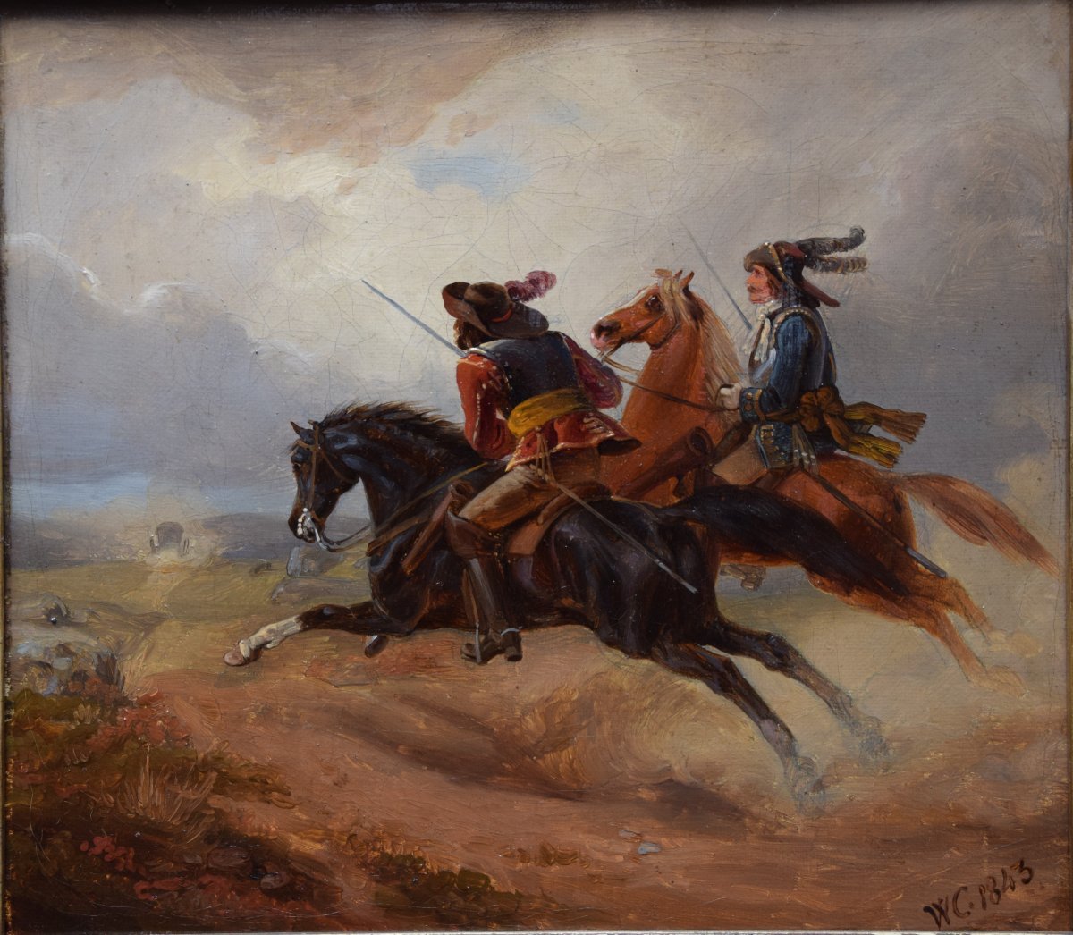 Wilhelm Camphausen 1818–1885. Horsemen In Pursuit Of A Carriage.