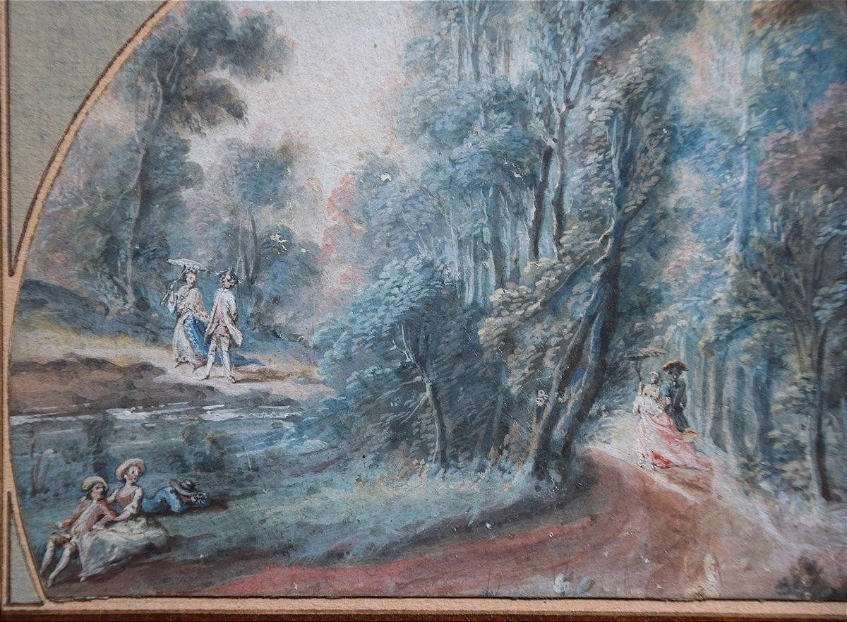 18th-century French School. A Gallant Stroll In The Forest. Formerly In The Marignane Collection.-photo-2
