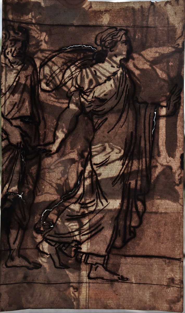 Felice Giani, 1758–1823. Figures In Conversation; On The Reverse, A Study Of A Draped Woman.-photo-3