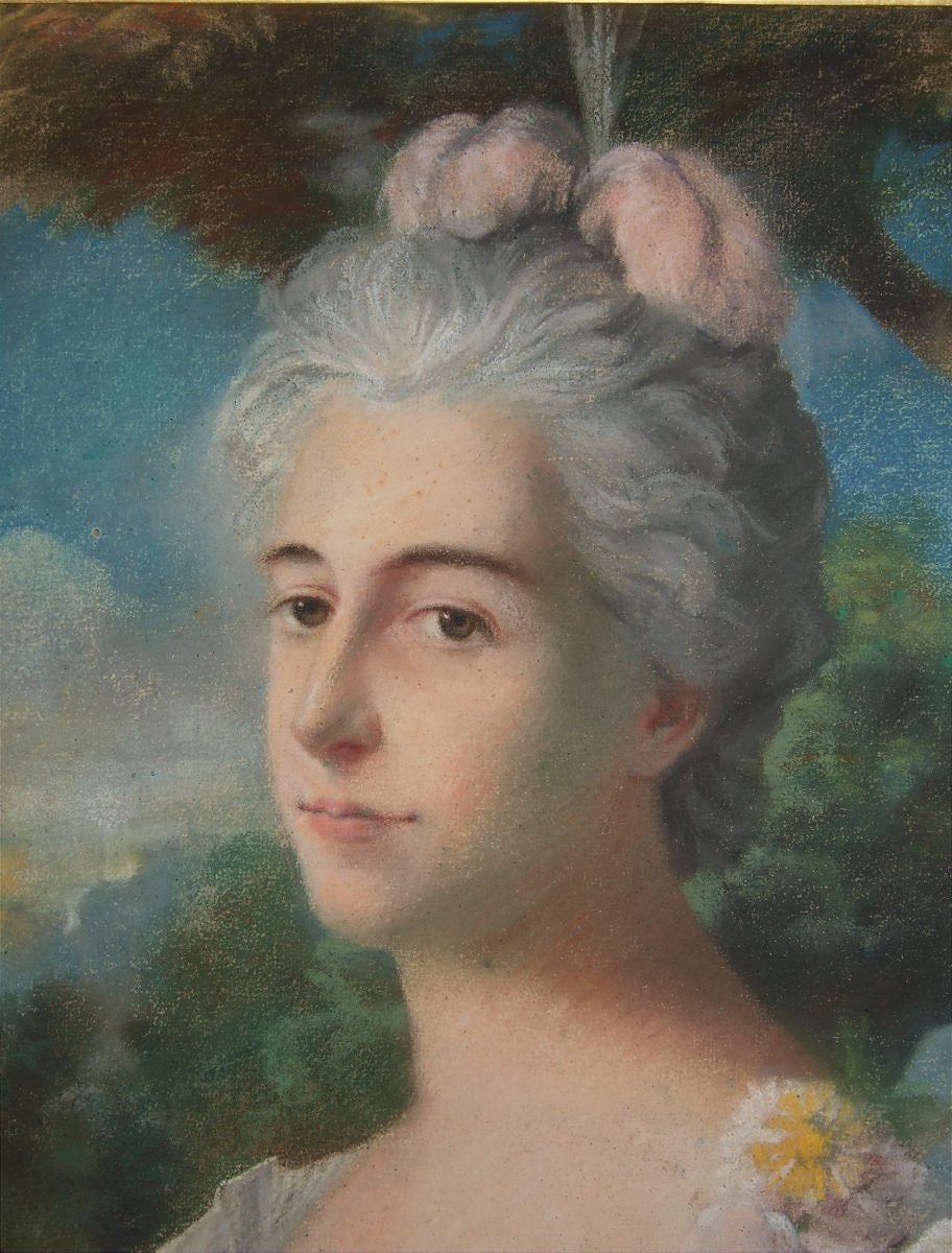 19th-century School. Portrait Of A Lady With Roses.-photo-3