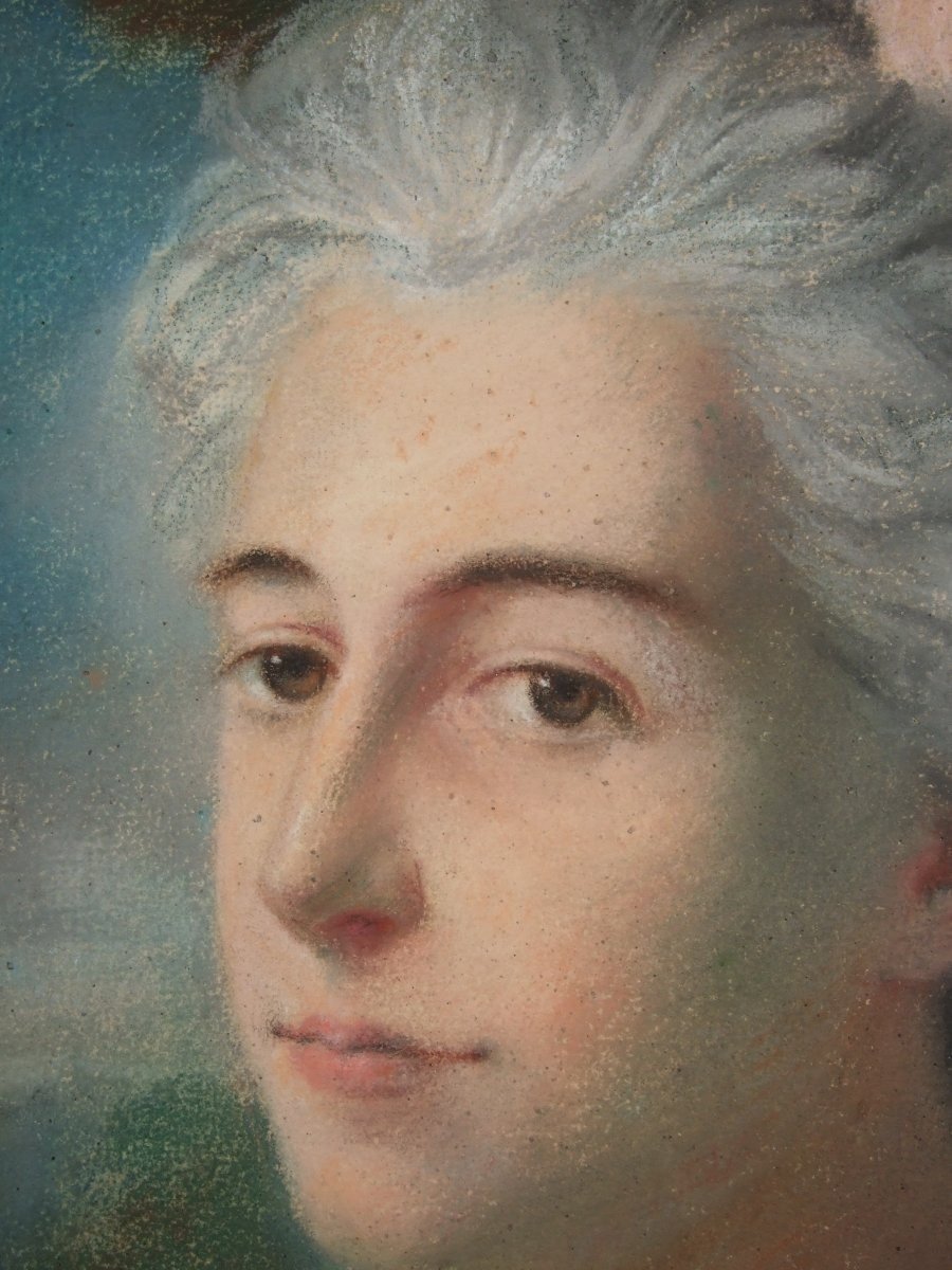 19th-century School. Portrait Of A Lady With Roses.-photo-4