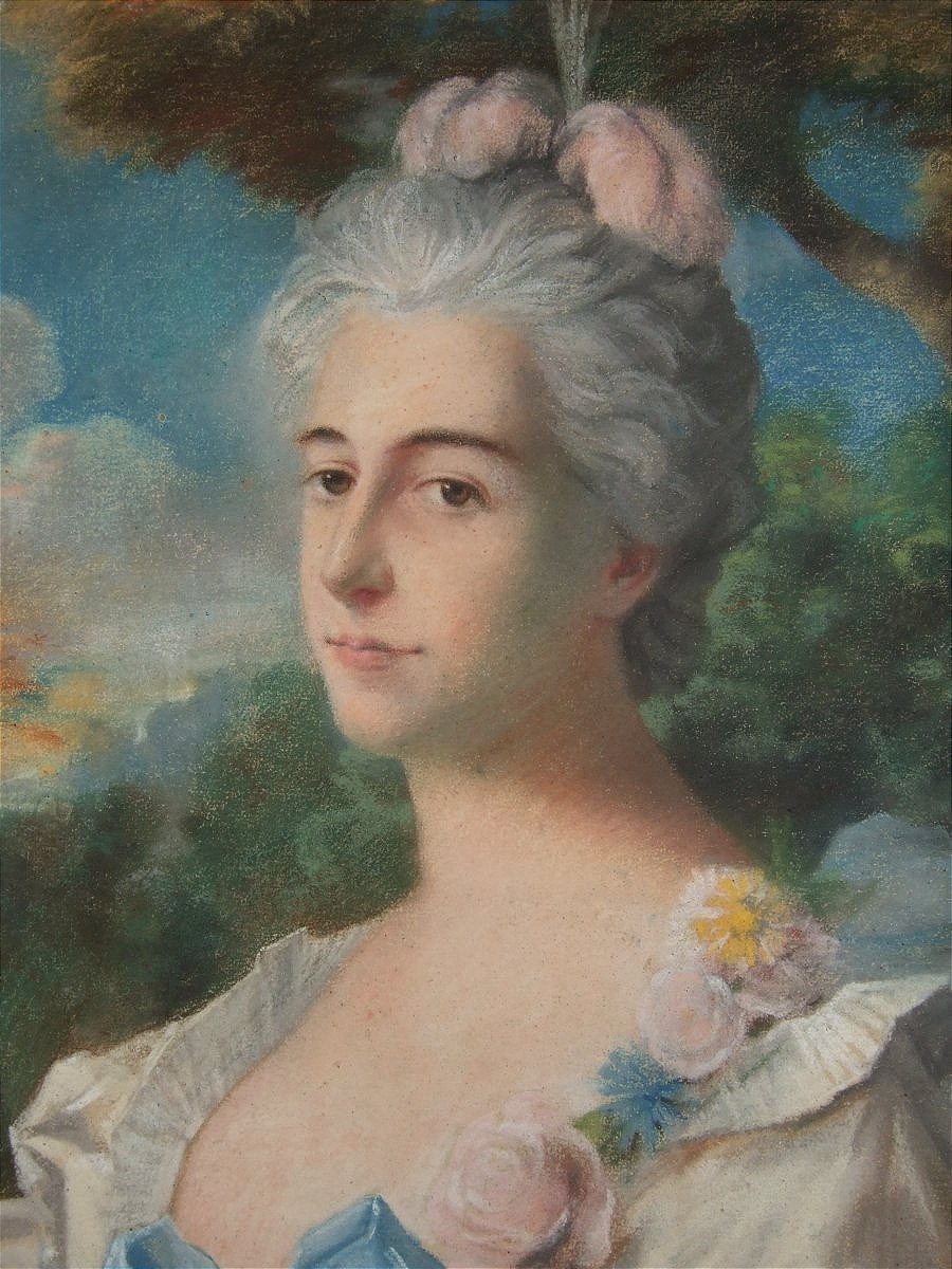 19th-century School. Portrait Of A Lady With Roses.