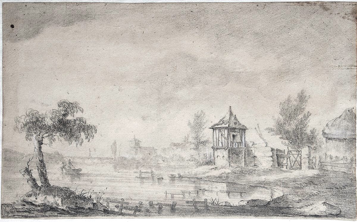 Dutch School, Late 18th Century. View Of A Lake Near A Dovecote.