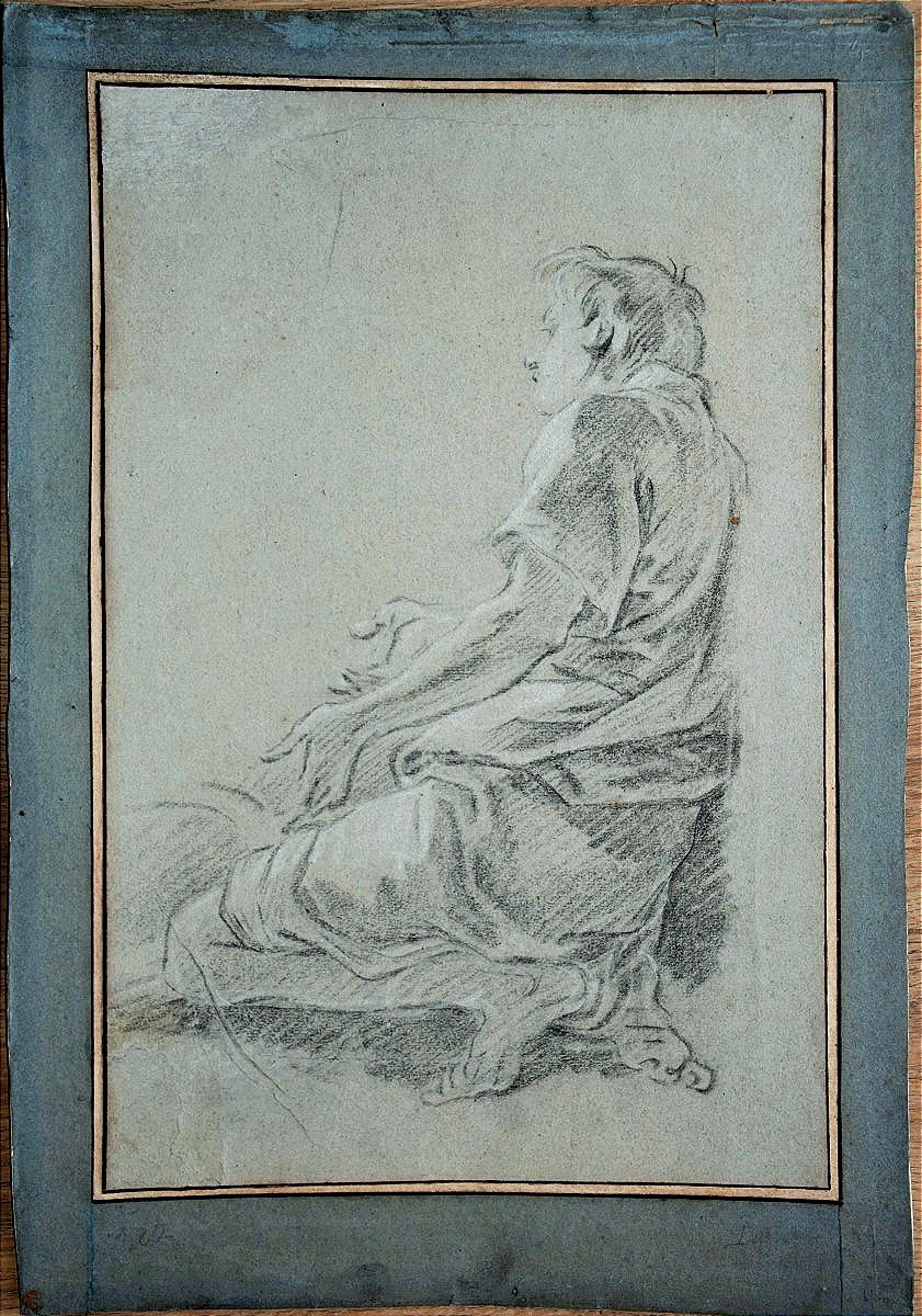 Pierre Parrocel 1670-1739. Etude d'homme agenouillé. Ex collection Sir & Lady Witt.