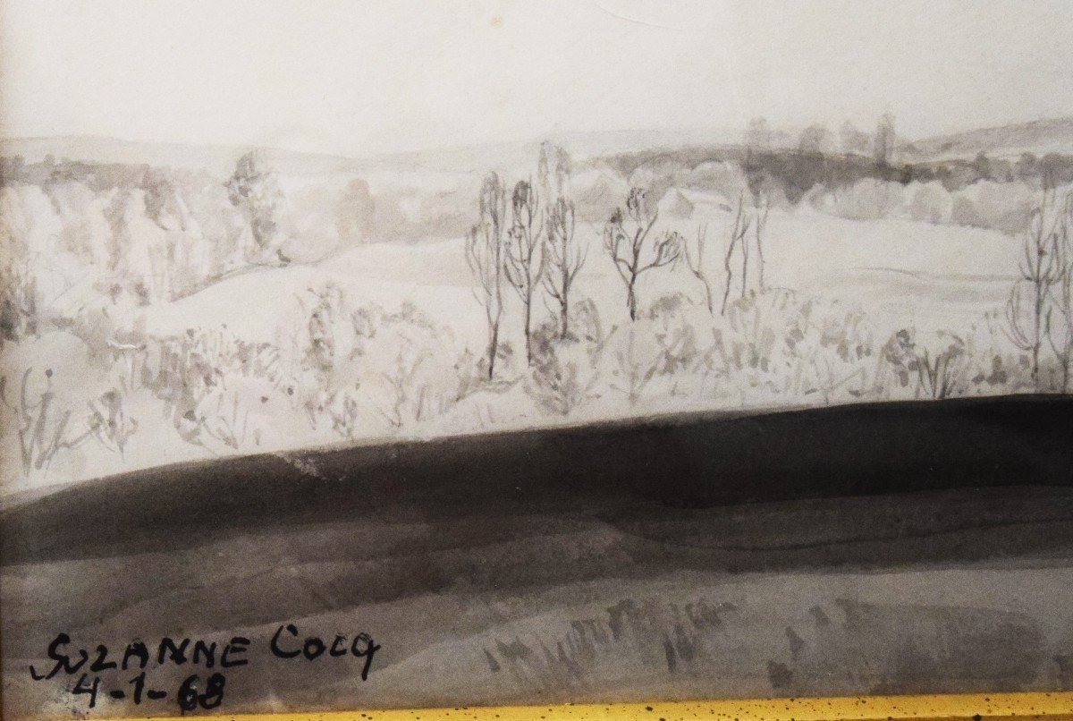 Suzanne Cocq 1894–1979. Winter Landscape With A Tree. 1968.-photo-3