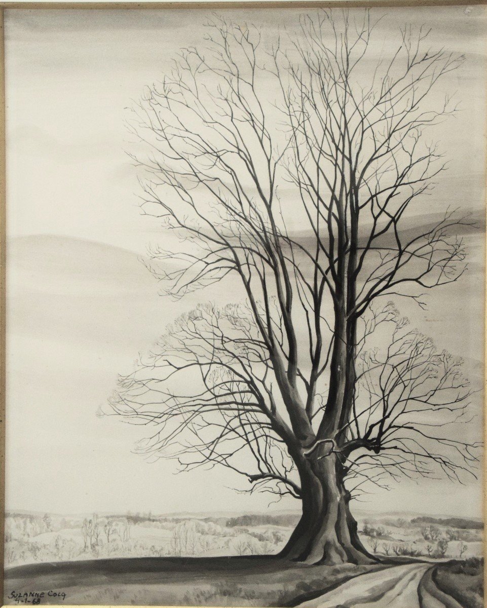 Suzanne Cocq 1894–1979. Winter Landscape With A Tree. 1968.