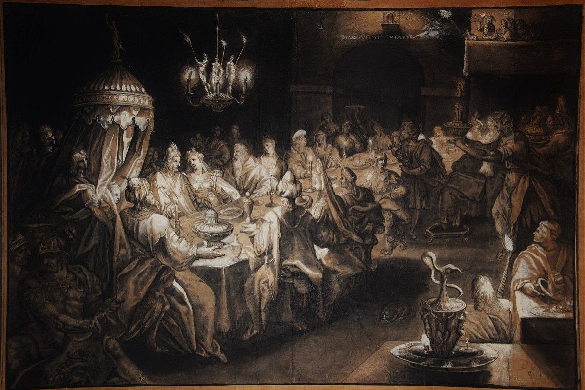 Northern School, Circa 1600. The Feast Of Balthasar.