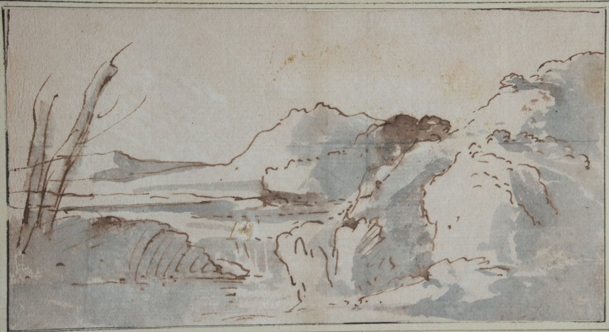 Ecole du Nord, vers 1700. Cinq études de paysages.-photo-2