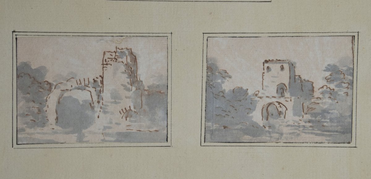 Ecole du Nord, vers 1700. Cinq études de paysages.-photo-3
