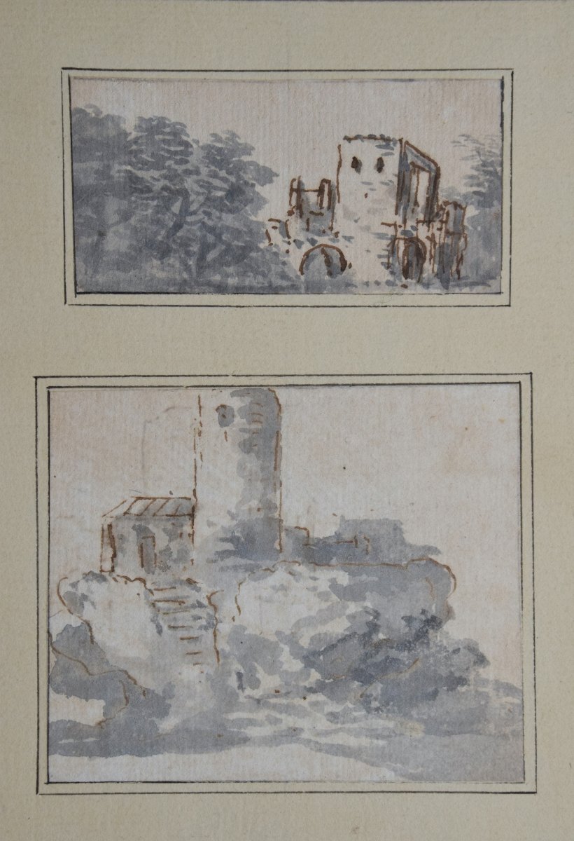 Ecole du Nord, vers 1700. Cinq études de paysages.-photo-4