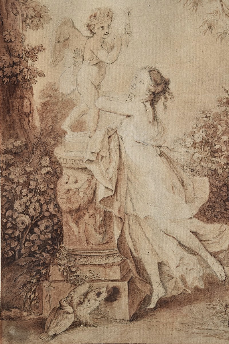 Attributed To Jacque-antoine Vallin (1760–1831).   *the Offering To Love*.-photo-2