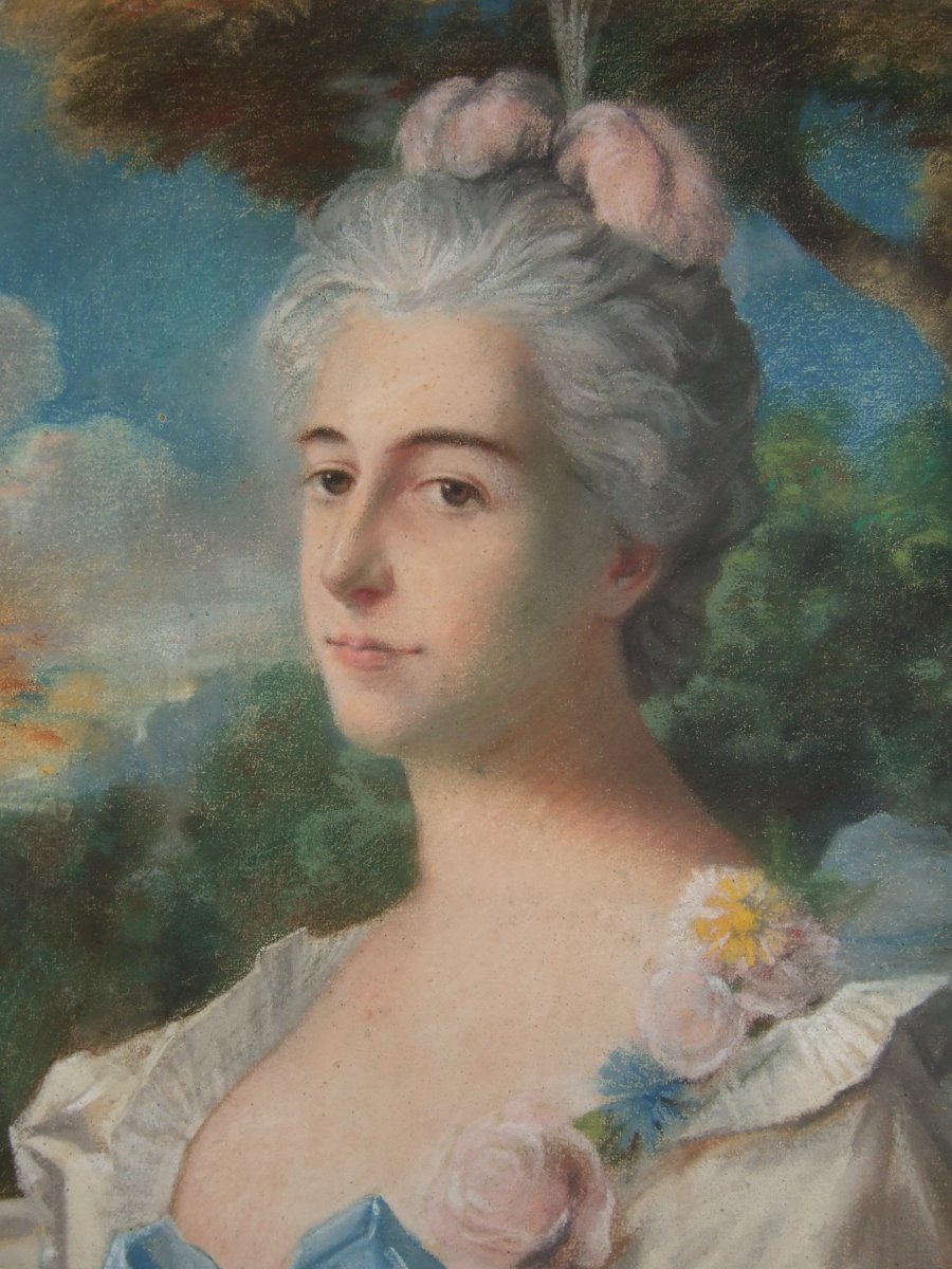 Portrait Of Lady - Pastel - 19th - 58 X 40.3 Cm-photo-3