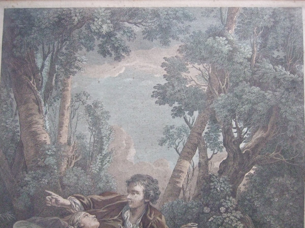 Francois Boucher. Le Gouter De l'Automne, Engraved By Gaillard, Circa 1800, Framed-photo-6