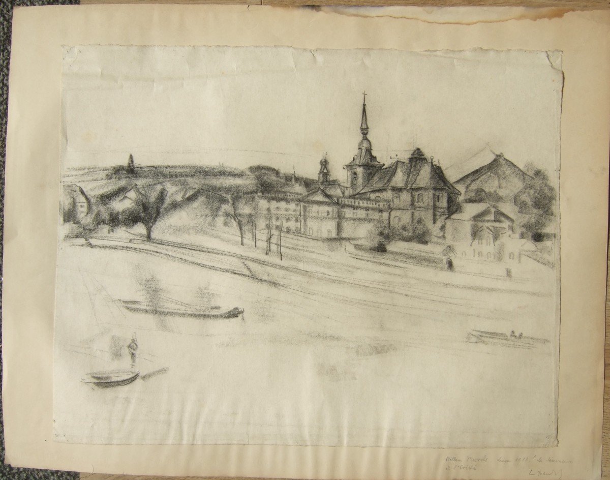 Willem Paerels. Pair Of Charcoals: Two Views Of Liège. Large Formats-photo-1