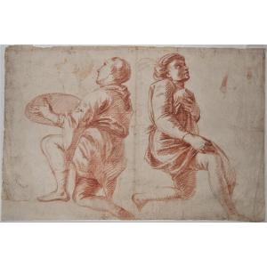 Ecole Hollandaise, Vers 1700. Etude De Deux Personnages. Filigrane Bonnet De  Fou. Recto-verso